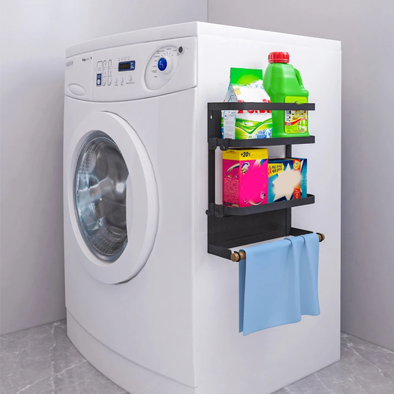 

Foldable Refrigerator Organizer Magnetic Fridge Spice Rack Paper Towel Holder Multi-purpose Kitchen Storage Shelf E7