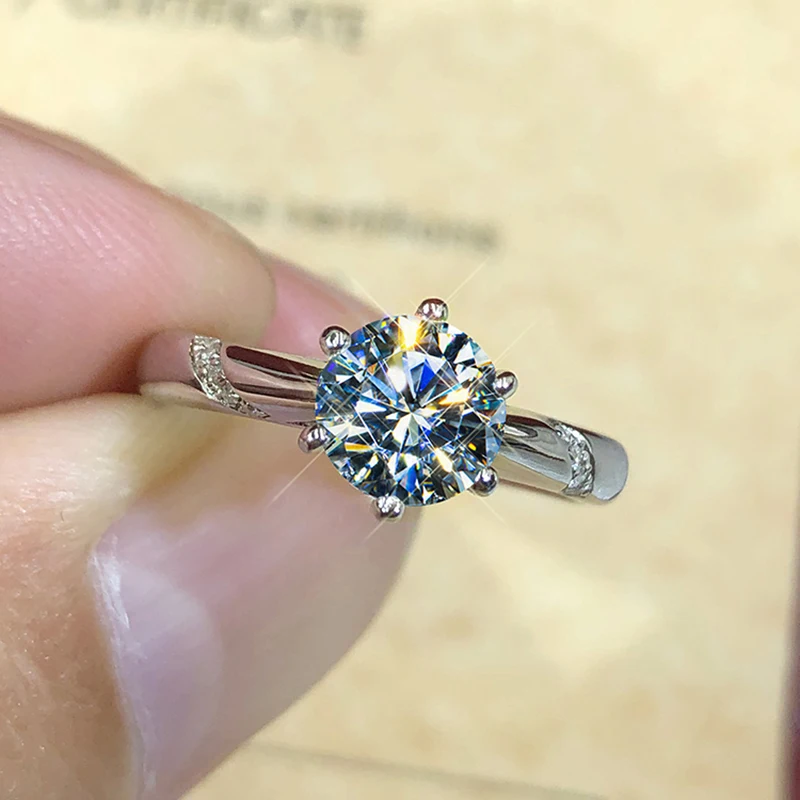 Кольцо из стерлингового серебра S925 пробы с моиссанитом классический стиль 1ct IJ