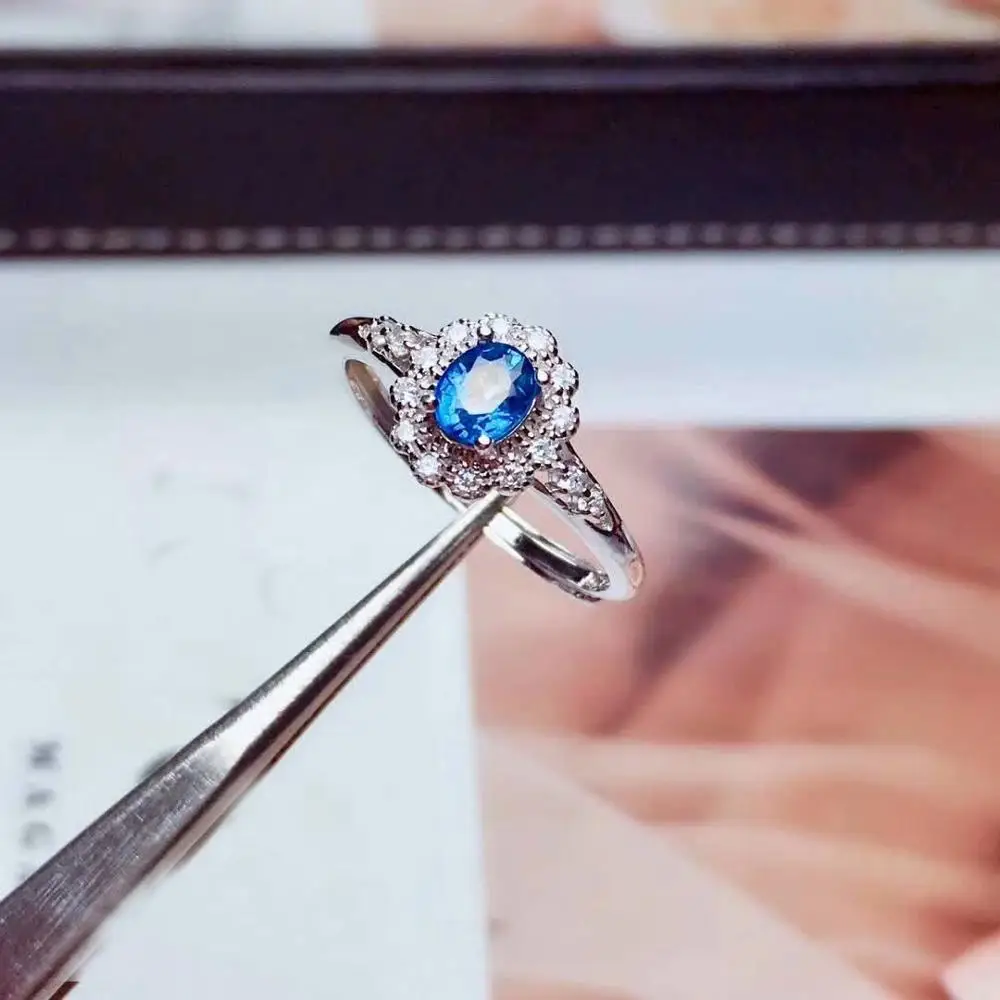 

shilovem 925 silver sterling real Natural sapphire Rings fine Jewelry party trendy open wedding bands new gift mj0405355agl