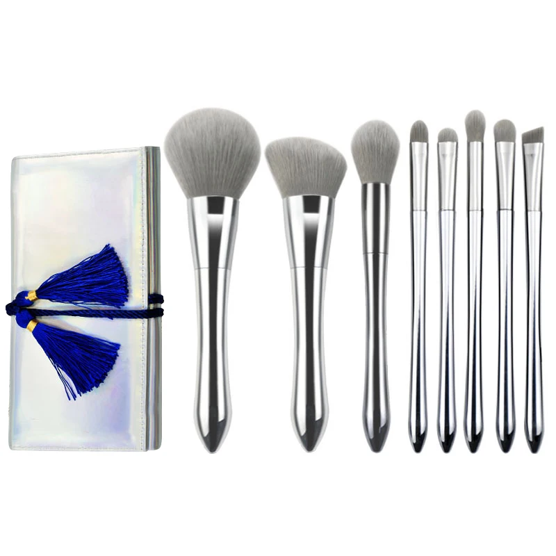 Новинка 8 шт. серебряная Кисть для макияжа маленькая Талия лунный свет начинающих