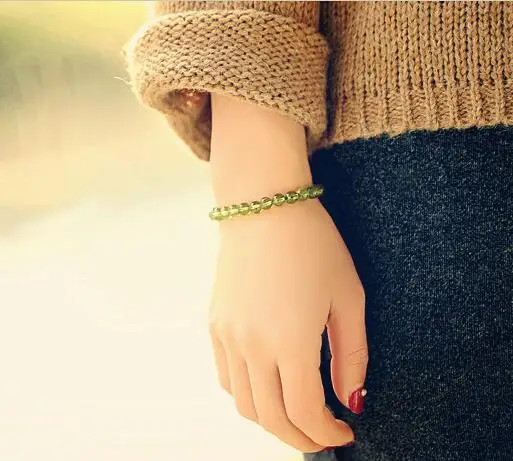 Браслет из натурального перидота для мужчин и женщин круглые ювелирные