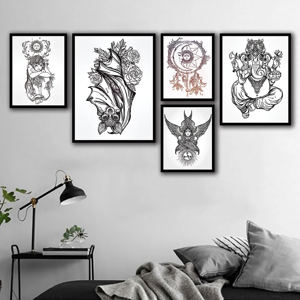 Новый стиль Печать на холсте постер Ганеша спальня настенное искусство домашний