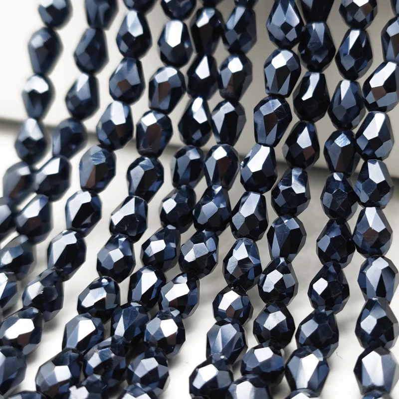 3X5 5X7 8X11mm Black AB Waterdrop Faceted Glass Beads Crystal Teardrop Loose Spacer Beads for Jewelry Making DIY Bracelet