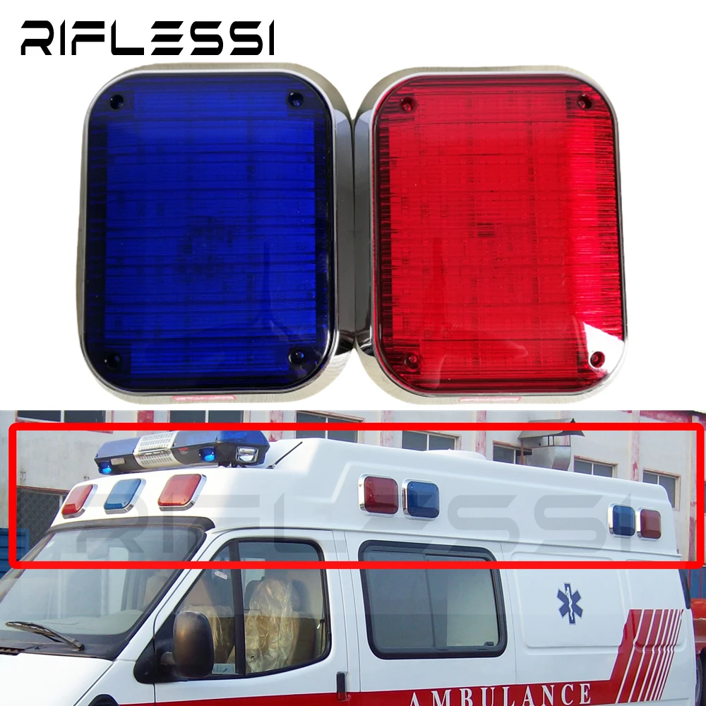 

2 x Stroboscope Ambulance Strobe Lights 12V 24V Red Blue LED Police Lights Fire Truck Car Flashing Light Warning Signal Lamp