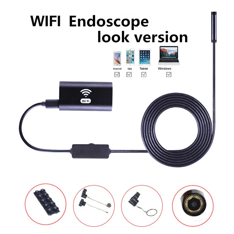 

Беспроводной Wi-Fi эндоскоп priпасо 8 мм, 2 миллиона труб высокой четкости, автомобильный водонепроницаемый промышленный эндоскоп