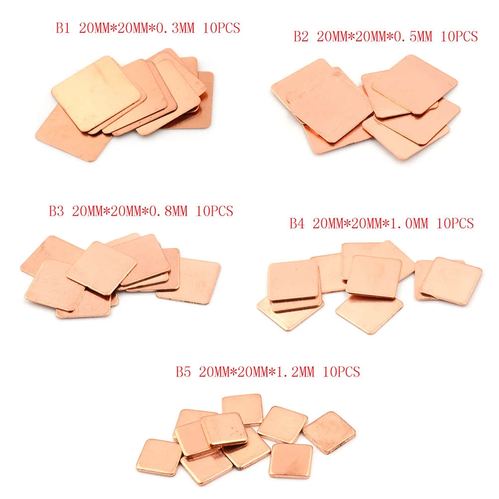 

High Quality 10PCS Laptop Copper Sheet Plate Strip Shim Thermal Pad Heatsink Sheet
