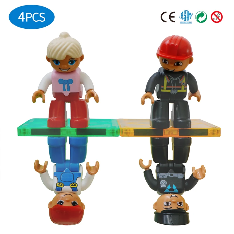 

Magnetic Community Figures 4 PCS/Set Toy People Magnetic Tiles Accessories for Police,Worker,Girl, Fireman for Educational Toys