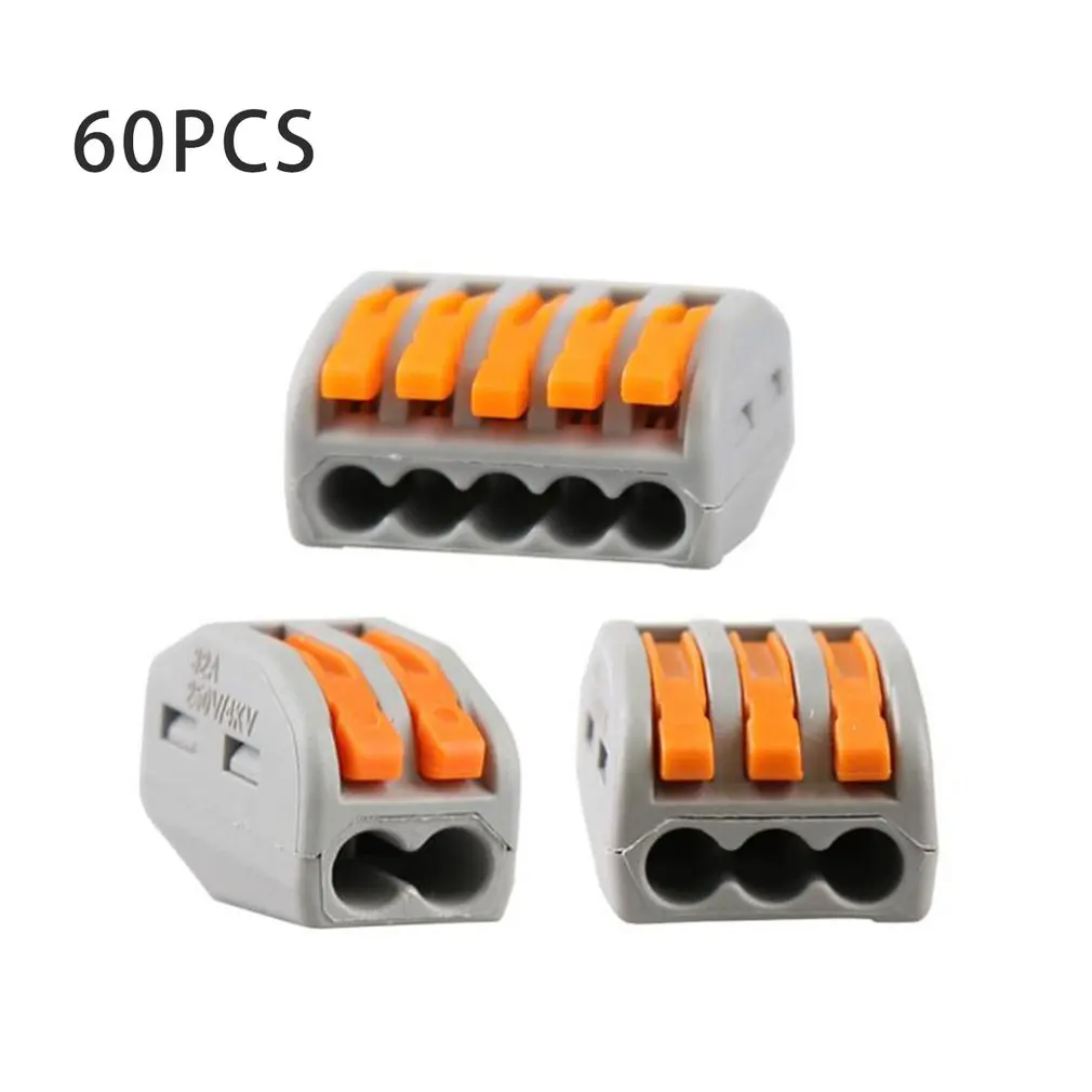 

60Pcs Universal Wire Connector Pct Fast Terminal Block High Current Connector Conductor Terminal Block Lever