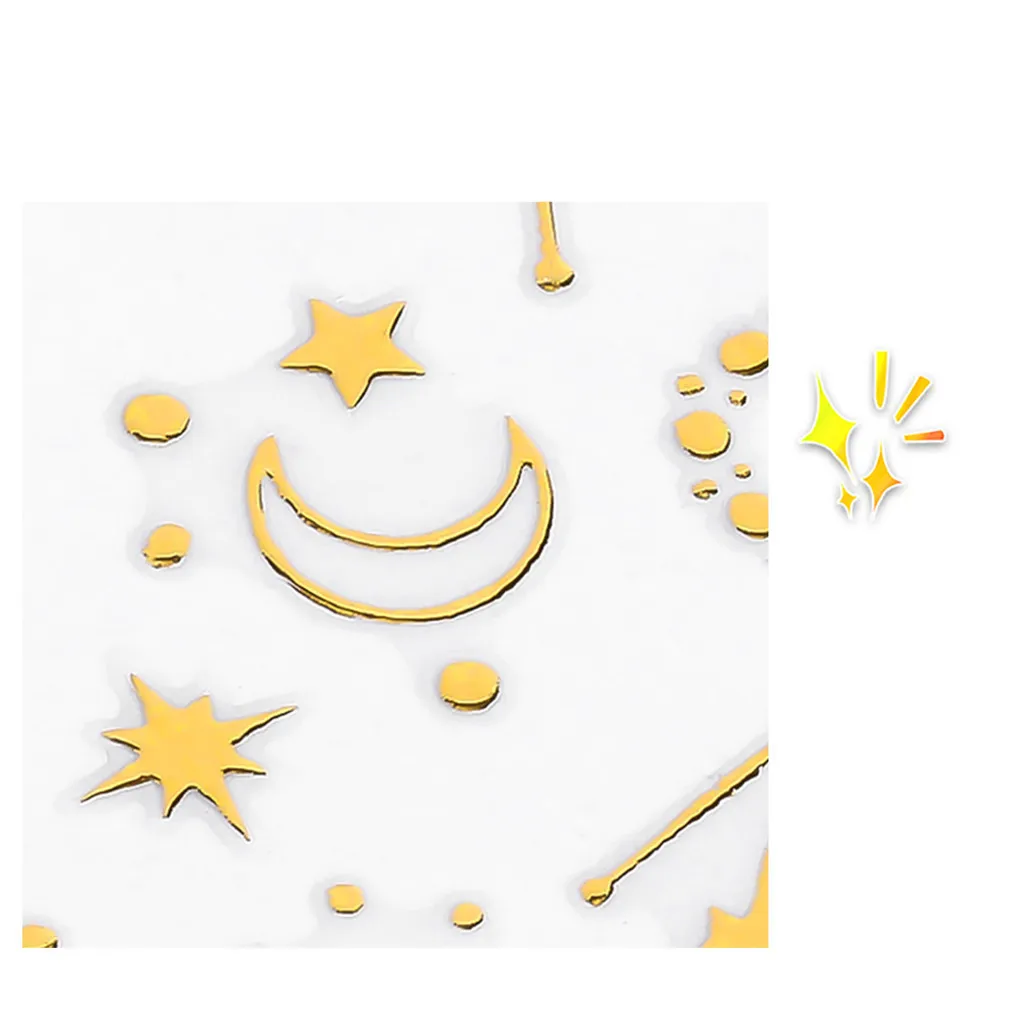 6 г наклейки для ногтей чистая красная звезда Луна липучка Золотой 3D стикер |