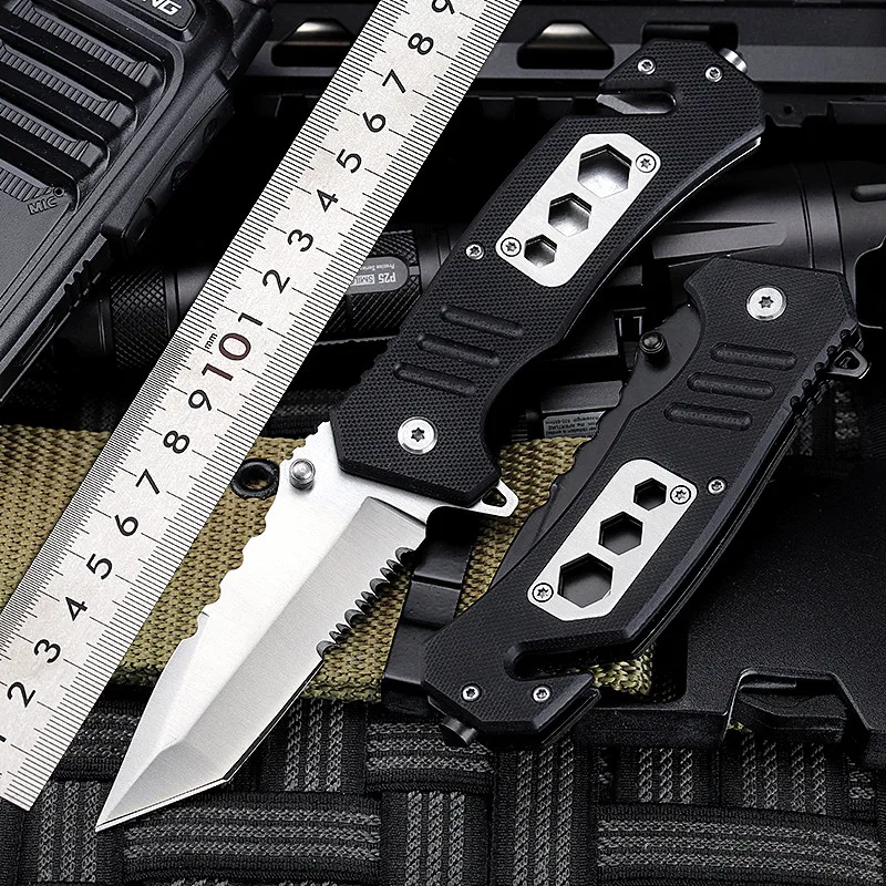 

2021 New Free Shipping Outdoor Combat Tactical Folding Knife G10 Handle Wilderness Camping Survival Hunting Knives EDC Tools