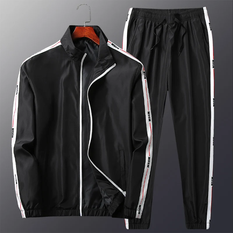 

WWKK Tracksuits Men Polyester Sweatshirt Sporting 2020 Gyms Spring Jacket + Pants Casual Men's Track Suit Sportswear Fitness