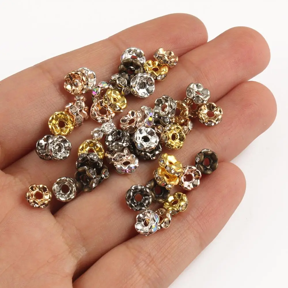 Бусины-шармы круглые со стразами волнистые кружевные бусины-разделители