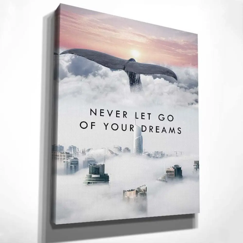 Картина Кит Над Городом на холсте с подрамником / Российской производство