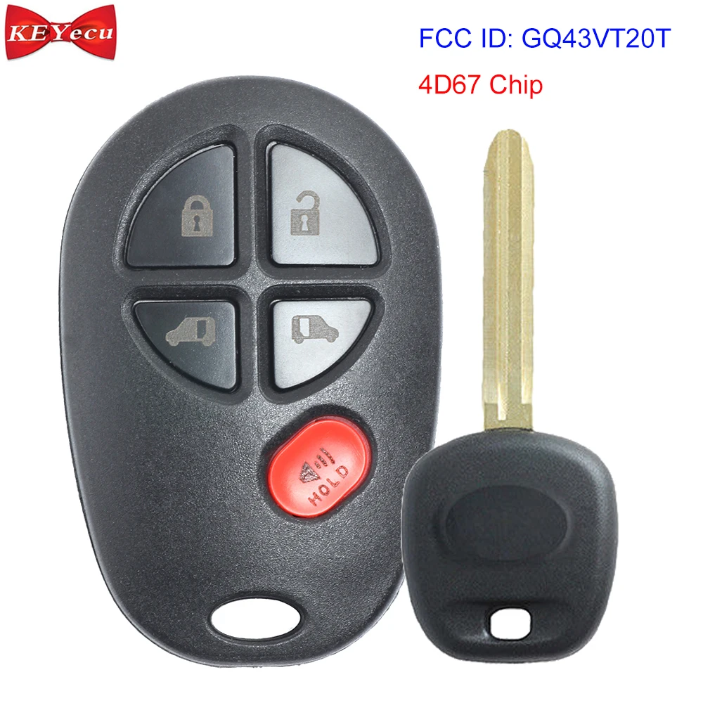 

KEYECU for Toyota Sienna 2004 2005 2006 2007 2008 2009 2010 Remote Car Key Fob FCC ID: GQ43VT20T 4D67 Chip