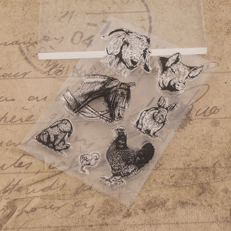 

Sheep Pig Horse Rabbit Chicken Clear Silicone Stamp Seal for DIY Scrapbooking / Album Decorative Clear Stamp Sheets
