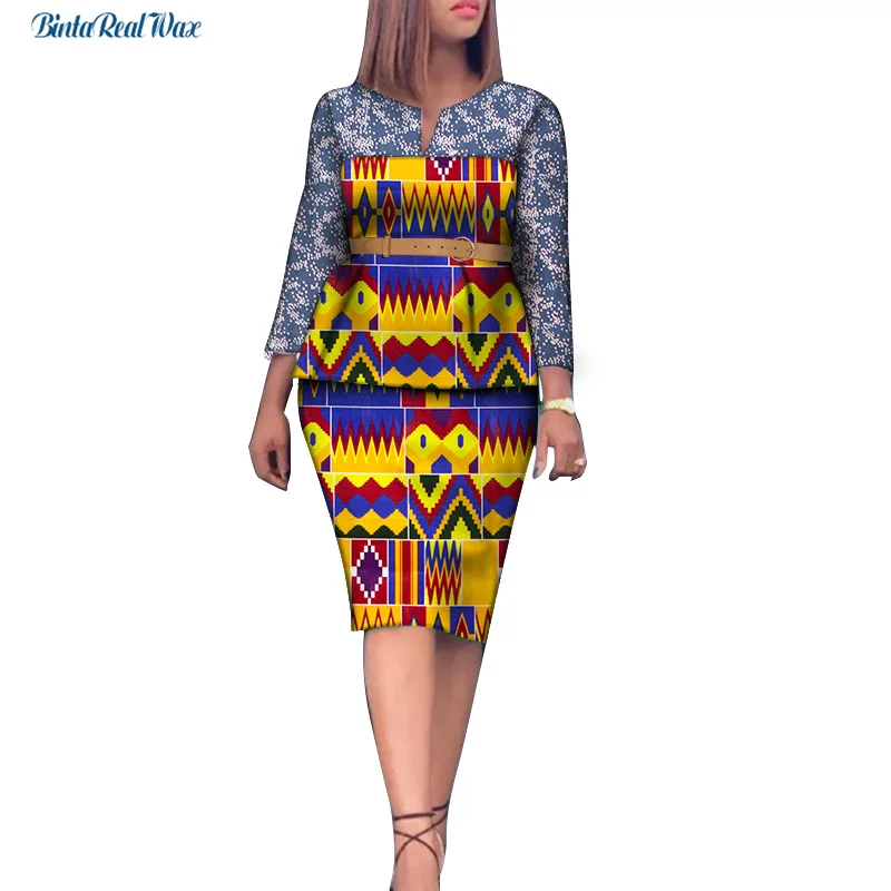 Женский комплект из топа и юбки в африканском стиле 2 предметов с поясом юбкой для