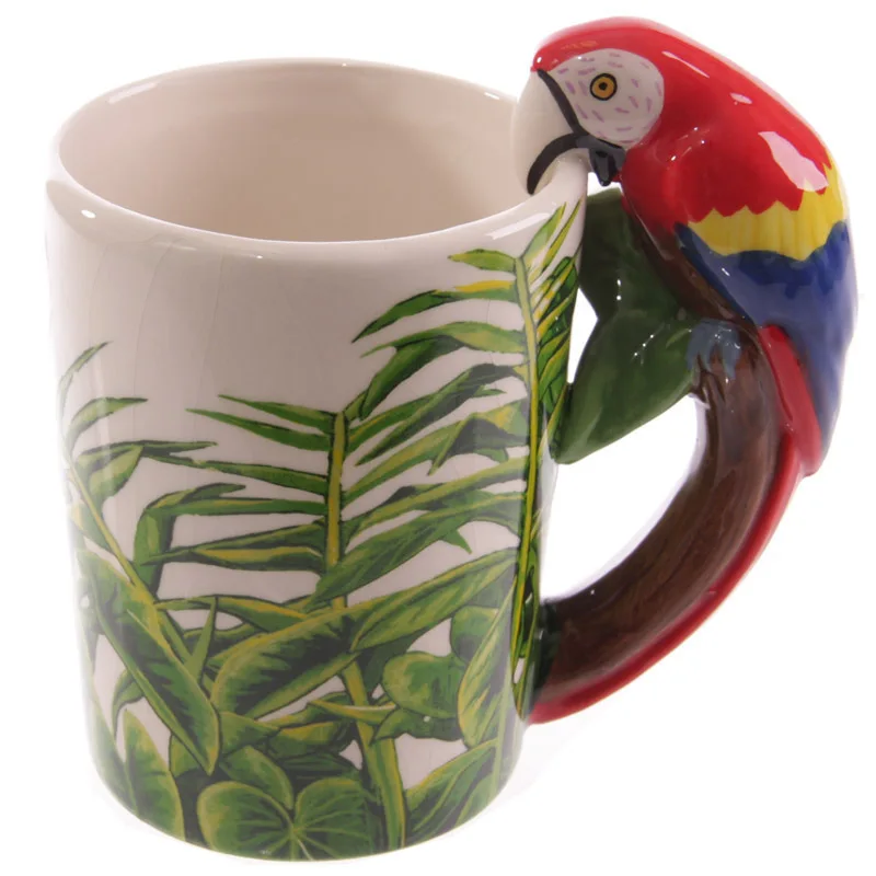

Creative Ceramic Animal Mugs Coffee Cup Cute Parrot Woodpecker Stereo Hand-painted 3D Animal Cups and Mugs Travel Mug Drinkware