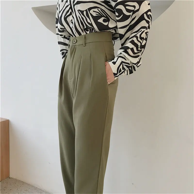 HziriP New Fashion Chic Large Size Trousers 2020 Slender Casual All Match High Waist Loose Solid Women Brief Pencil Pants | Женская
