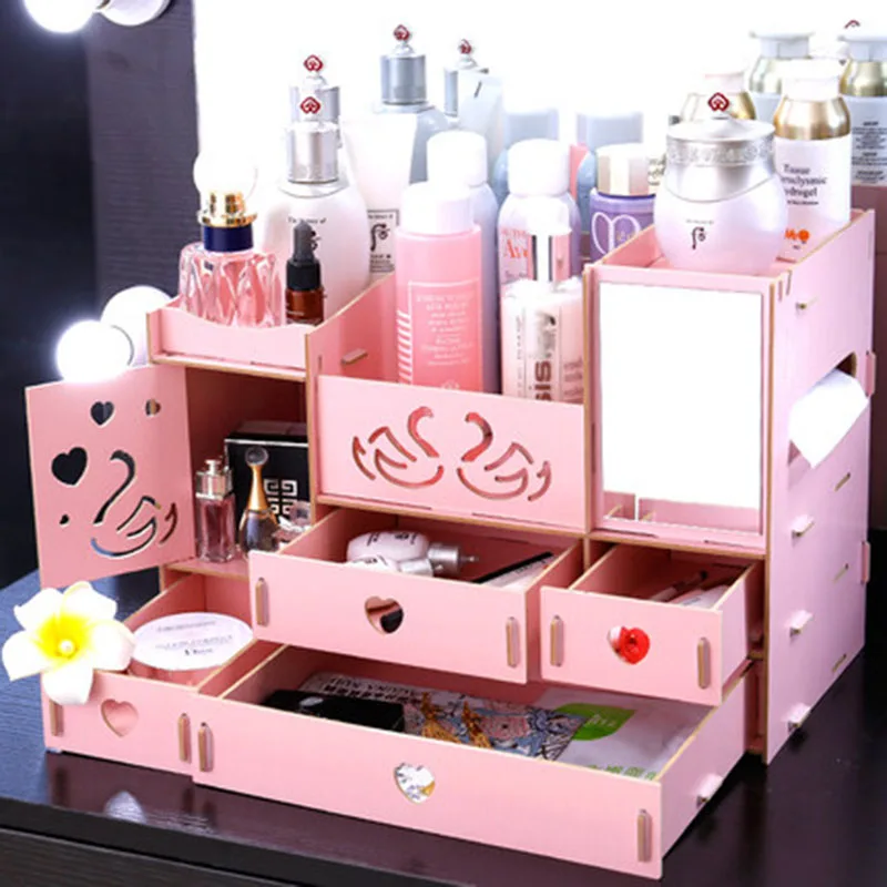 

Wooden Storage Box Cosmetic Storage Box Large-capacity Jewelry Storage Box DIY Multi-function Drawer Dresser Storage Box