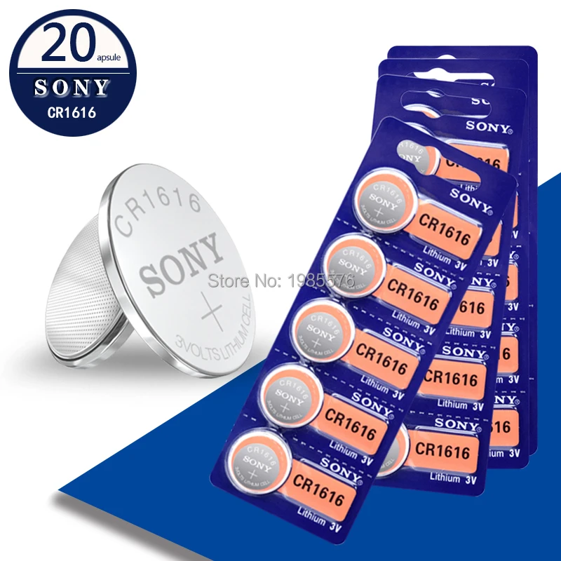 

Литиевые батарейки, 20 шт., для Sony CR1616, оригинальный, кнопочный элемент, для часов, дистанционного ключа, cr 1616, ECR1616, CR1616-1W, 3 в