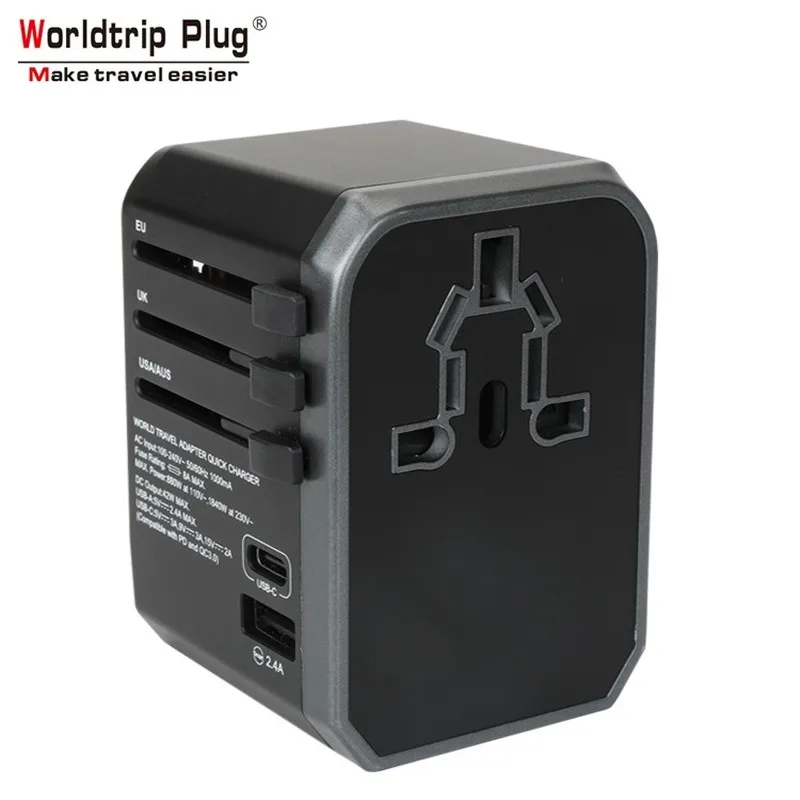 

Штепсельная Вилка WorLdtrip WTA-306 Plus, Конвертеры с многоуровневой защитой, 3USB + 1USB-C 45 Вт, конвертер для разных стран