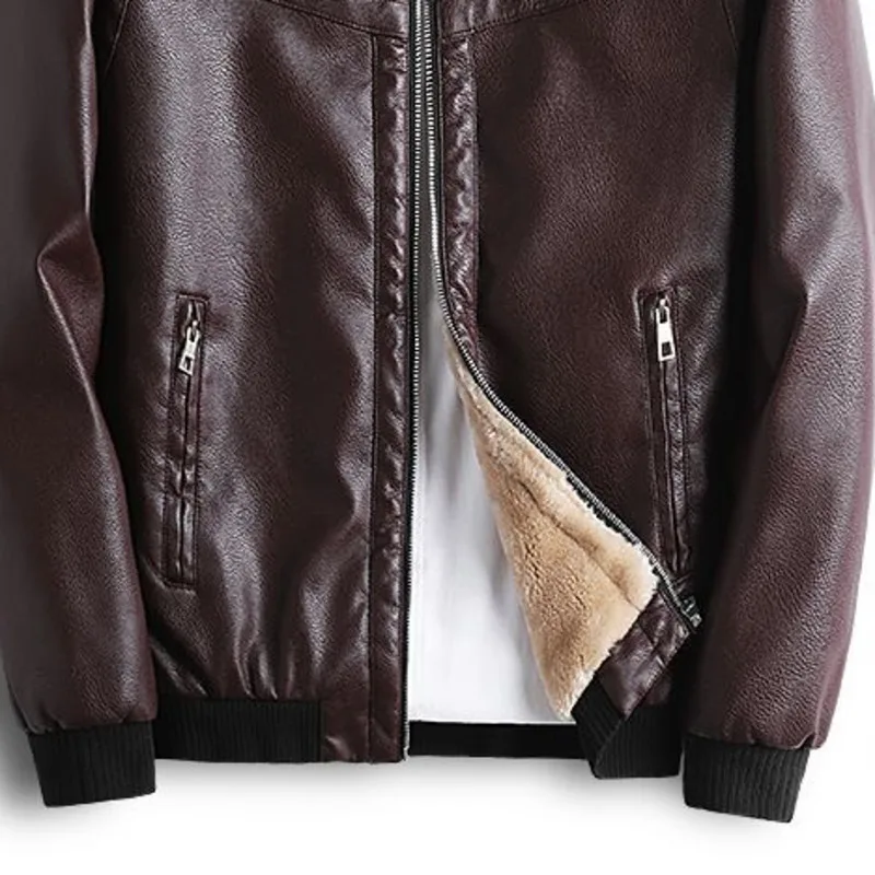 

Winter Thicken PU Leather Jacket Men Self-cultivation Fashion Classic Lapel Warm Coat Windproof Motorcycle Clothing Male Clothes