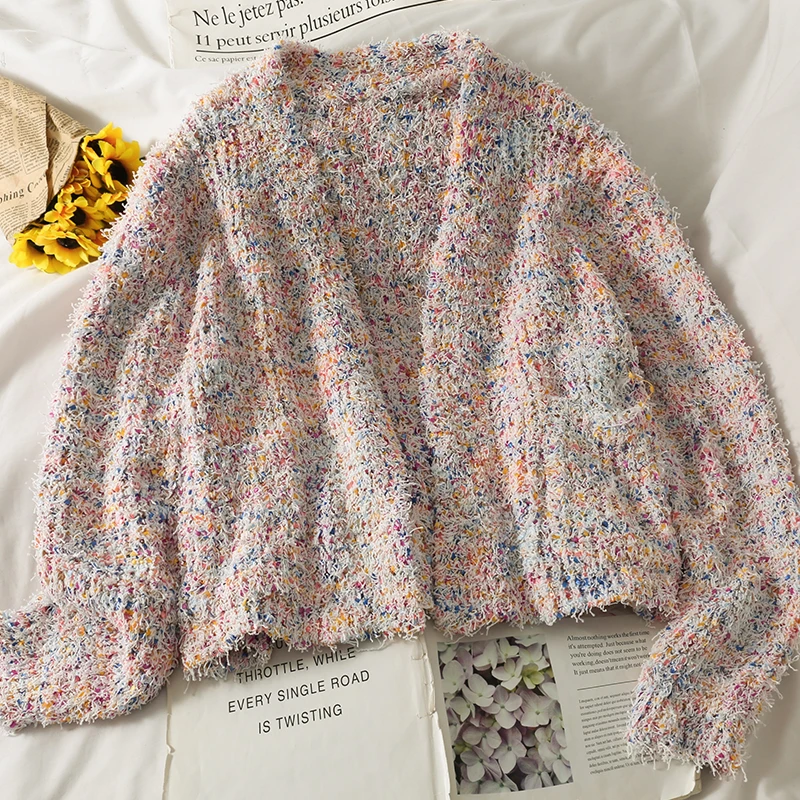 

Женский шерстяной кардиган с длинными рукавами, свободный винтажный кардиган с бахромой в стиле ретро, осень