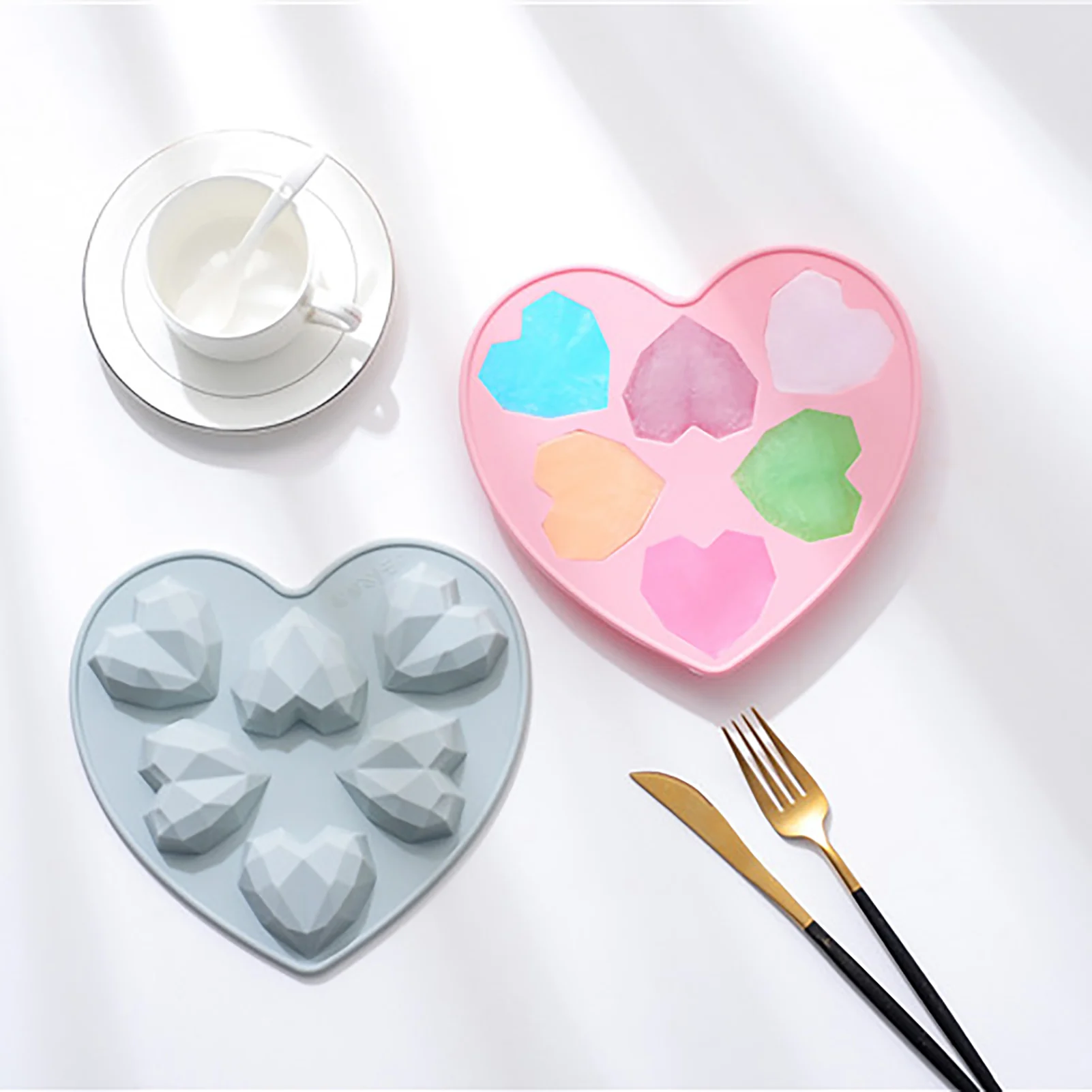 

Silicone Love Cake Moulds 6 Cavity Diamond Love Heart Fondant Decorating Tools 3D DIY Chocolate Pastry Molds Baking Accessories