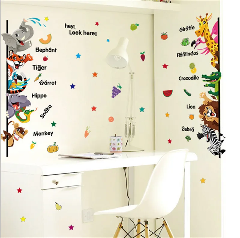 

Мультяшные животные слон жираф наклейки на стену для детской комнаты наклейки на стену Спальня украшение для дома сделай сам подарок