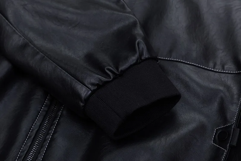 Мужская кожаная куртка большого размера с воротником стойкой мужское