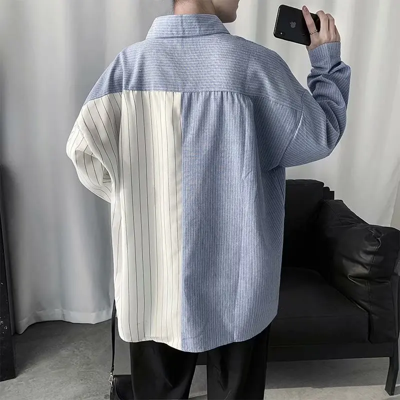 

Striped shirt male Korean version loose trend all-match handsome shirt ins net red tide brand very fairy blouse handsome