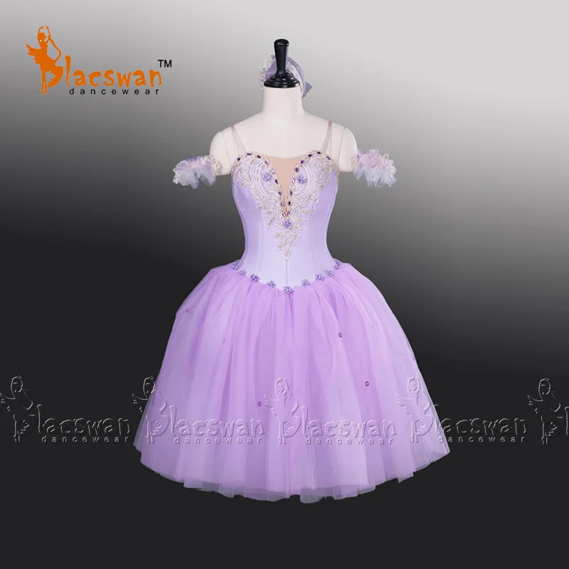 lilac Светильник, синяя фея, длинная балетная юбка, платье, BT709, для женщин, профессиональная балетная пачка, романтическая балетная пачка, сценический костюм с головным убором - Цвет: lilac