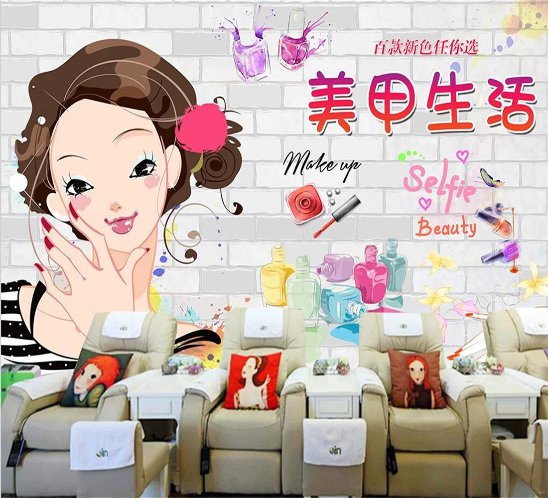 Индивидуальные крупномасштабные индивидуальные 3d обои косметика магазин ногтей