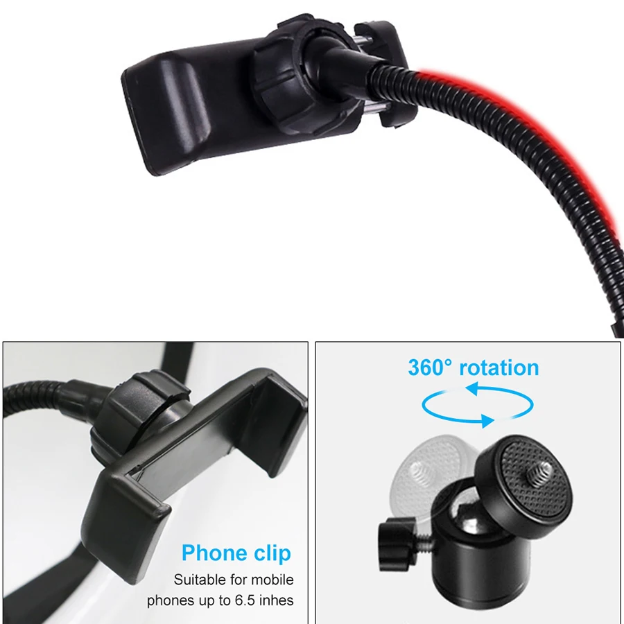 26 см RGB светодиодный кольцевой светильник с штатив монопод для селфи держатель