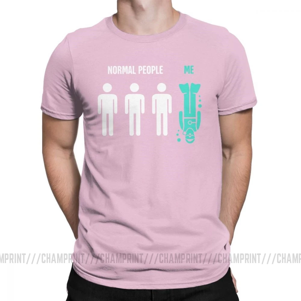 Мужские Забавные футболки для дайвинга с надписью Normal People Me, Спортивная футболка для дайвинга, дайвинга, подводного плавания, хлопковые топы, футболка с коротким рукавом - Цвет: Розовый
