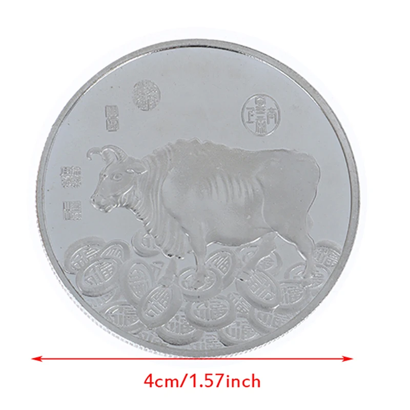 

1PC Chinese Zodiac Souvenir Coin Non-currency Coins for Home Decoration Collection Gift 2021 Year of The Ox Commemorative Coin