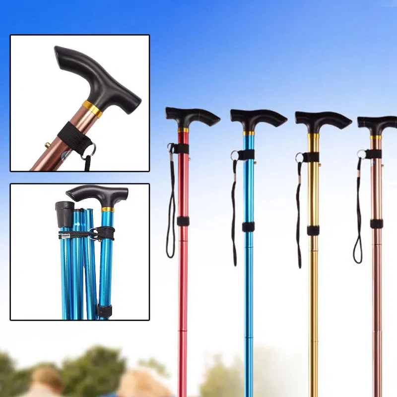 

Collapsible Telescopic Cane Folding Crutch LED Ultralight Safety Walking Stick Gifts Elder Trekking Hiking Poles Walking Canes