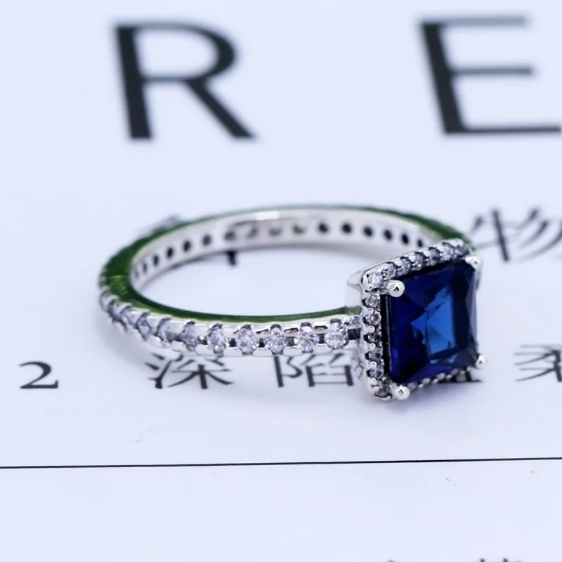 Женское Обручальное кольцо с синим квадратом серебро 2020 пробы изменяемым