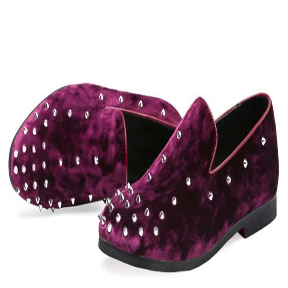 Размеры 38 48 Роскошные красные золотистые туфли с металлическими украшениями