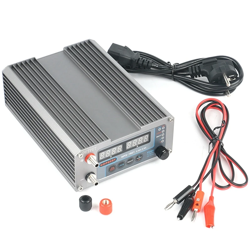 

NPS-1601 Version Laboratory DIY Adjustable Digital Mini Switch DC Power Supply WATT with Lock Function 0-32V 5A EU Plug