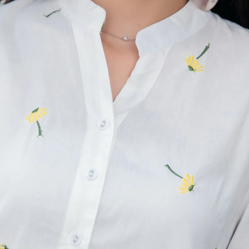 2020 New Spring Dress Autumn Cotton High Waist Long Sleeve Fashion Casual Large Size Loose Daisy Embroidered Women CW328 | Женская