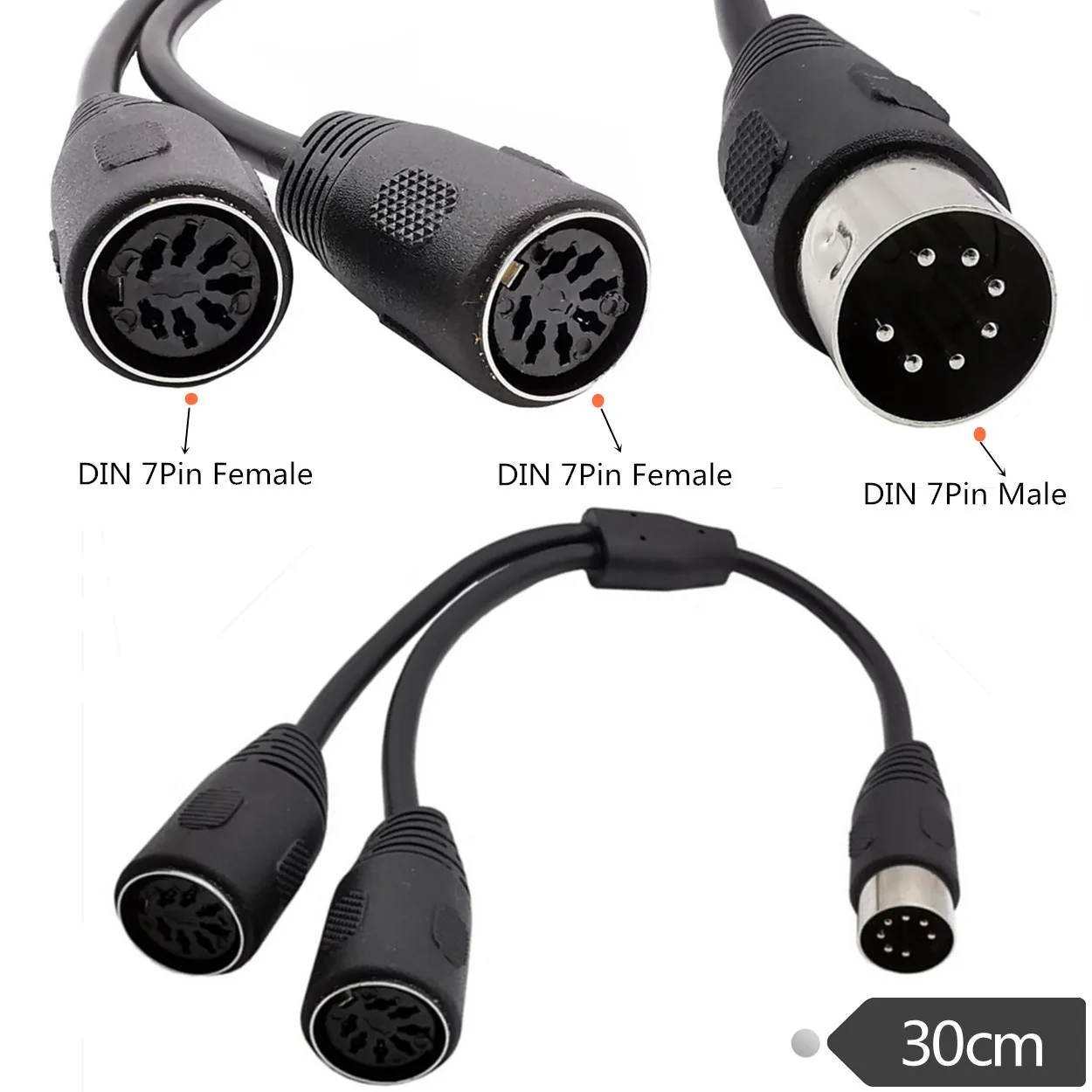 MIDI DIN 7 контактный сплиттер Y Кабель адаптер штырь 1 штекер к 2х гнезду