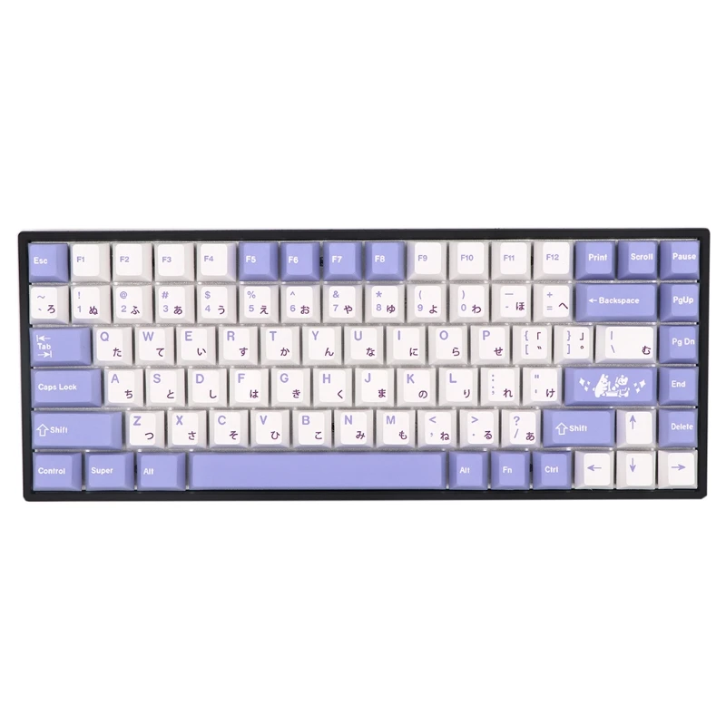 

Rabbit Theme Keycap Sublimation PBT Material 134 Keys English Japanese Stylish Violet Mechanical Keyboard Keycaps Set
