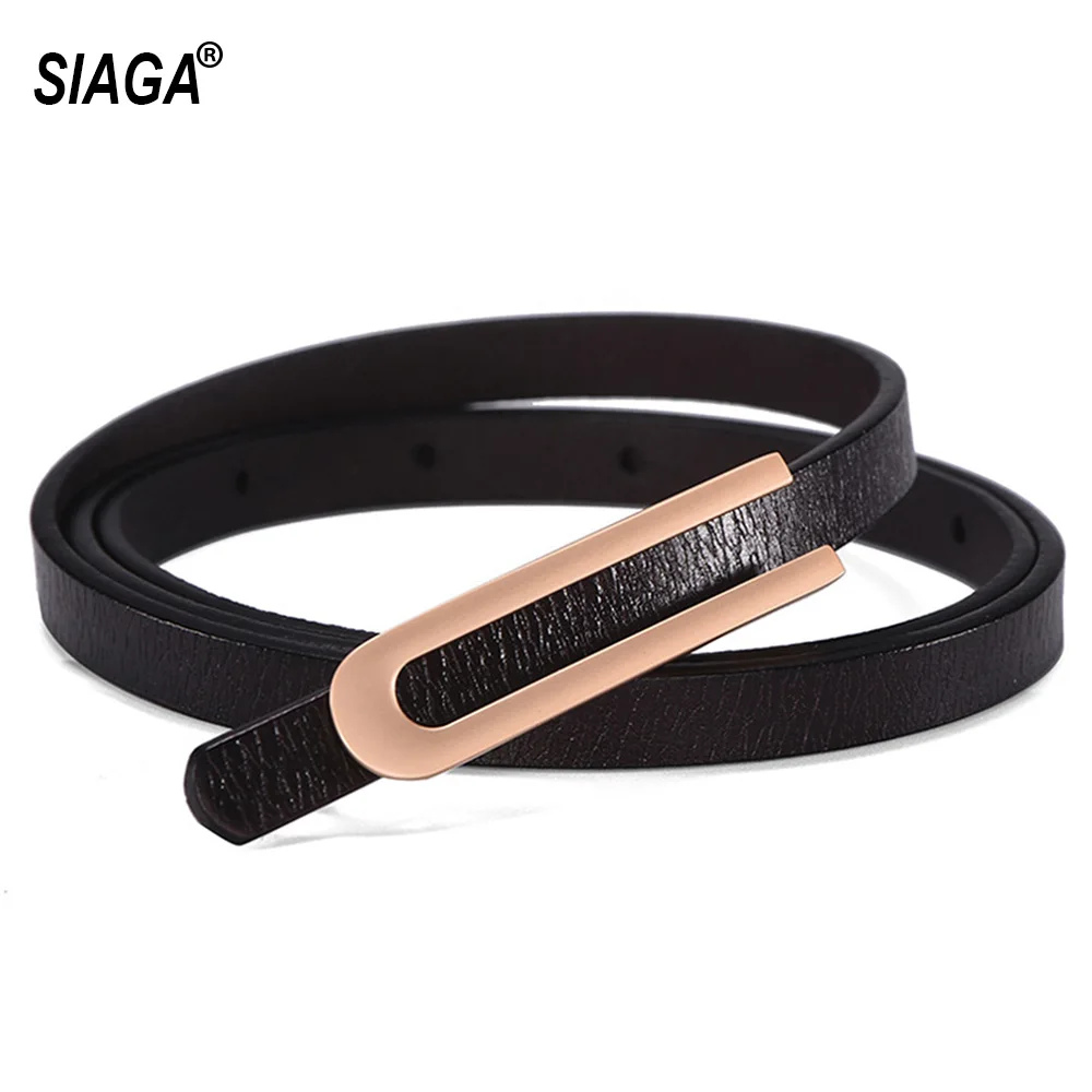 Ремни из натуральной кожи простой Гладкий Металлический женский ремень с
