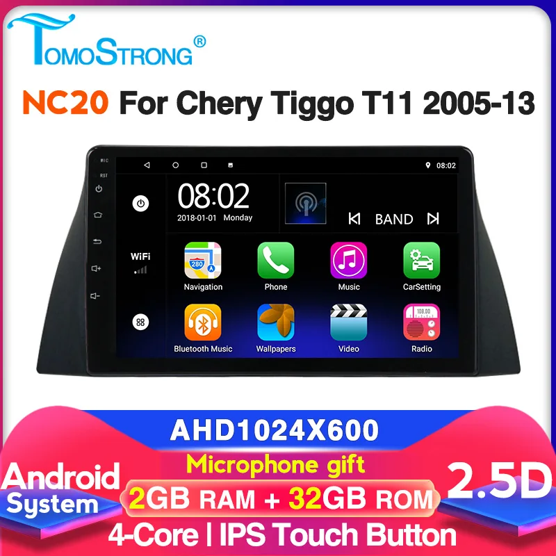 Автомагнитола Tomostrong для Chery Tiggo T11 1 2005 2006 2012 2013 GPS мультимедийный плеер с BT Wi Fi SWC