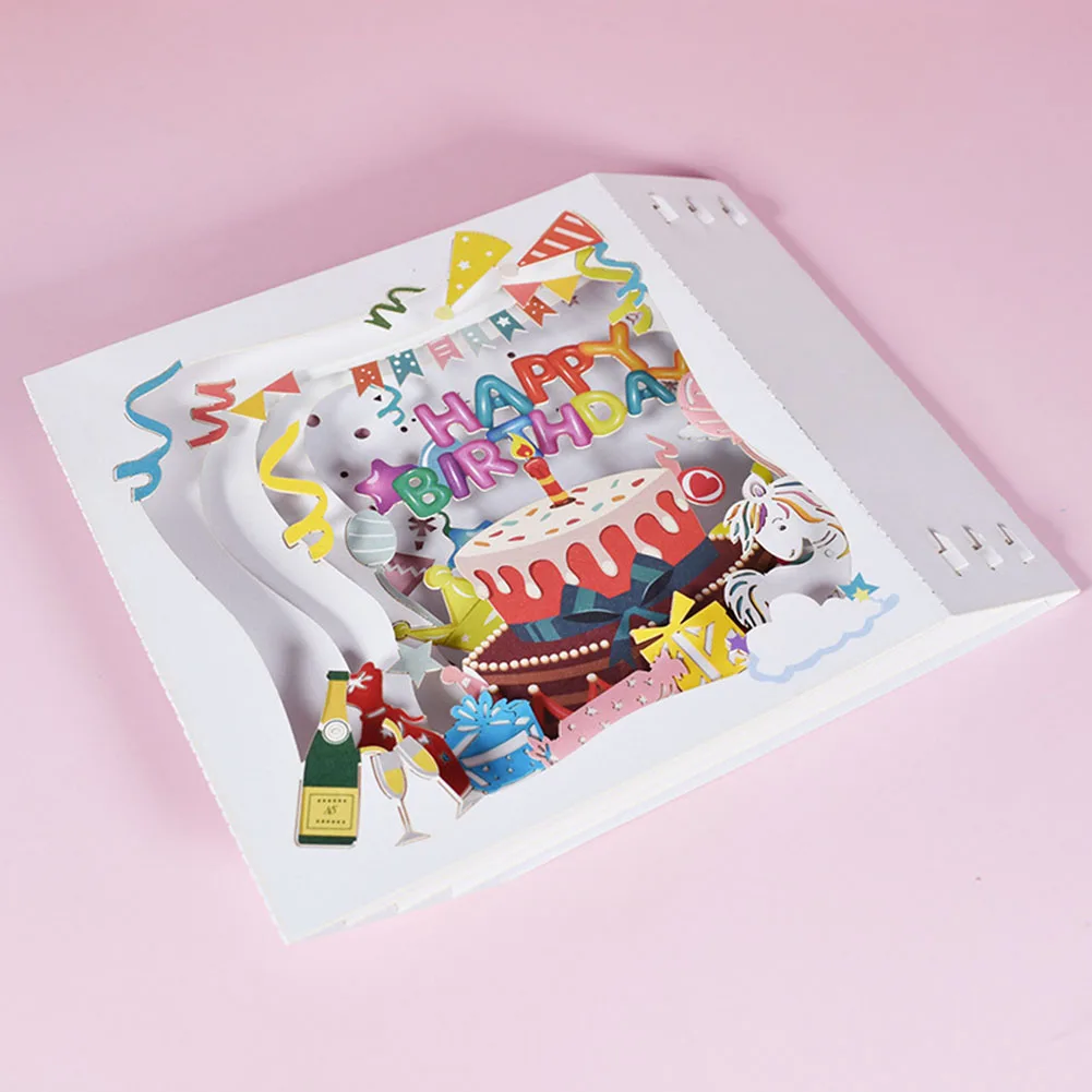 Открытка с днем рождения 3D коробка для торта бумажные поздравительные открытки