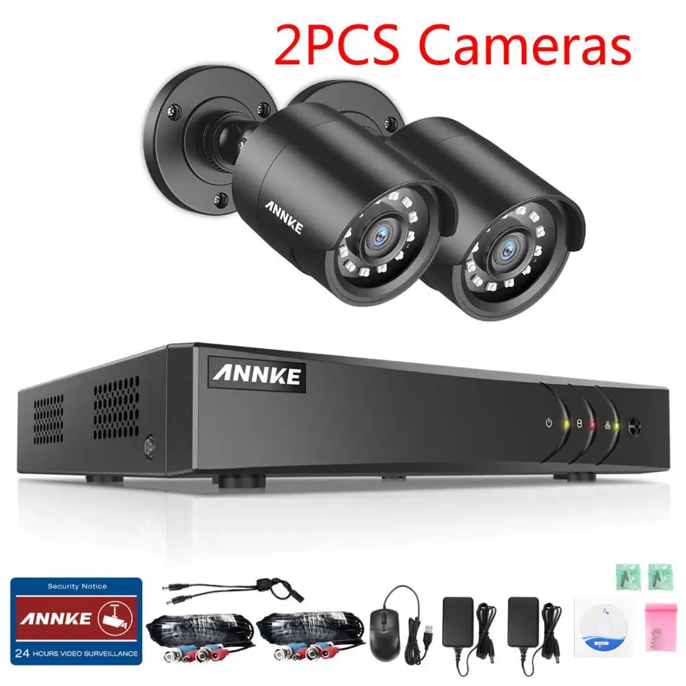 2 cameras ANNKE 1080P 4CH CCTV домашняя камера 5в1 1080N H.264+ DVR 2X 4X TVI Smart IR Bullet всепогодный комплект видеонаблюдения - Цвет: 2 cameras