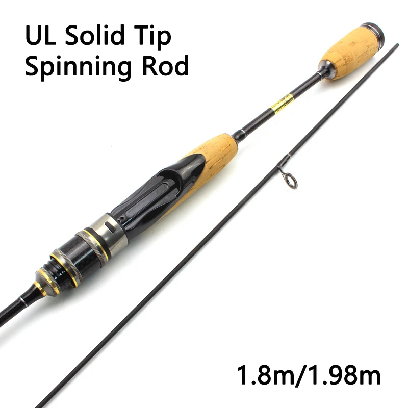 Дешевый спиннинг для путешествий UL 1,8 м 1,98 м с твердым углеродным наконечником, вес приманки 2-7 г, леска 2-6LBS, удочка для рыбалки в твердом чехле.