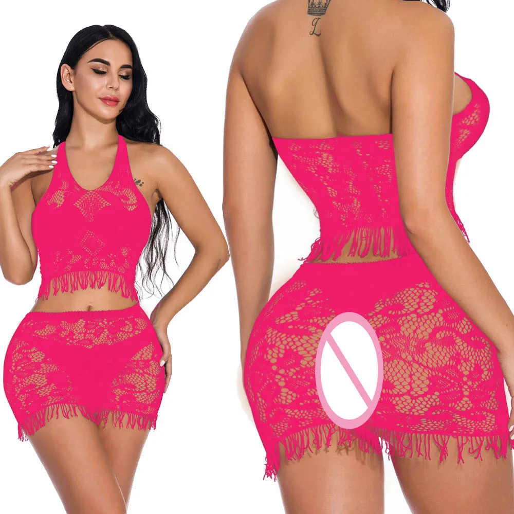 Кроп топ с V образным вырезом и открытой спиной кисточками|Комплекты нижнего