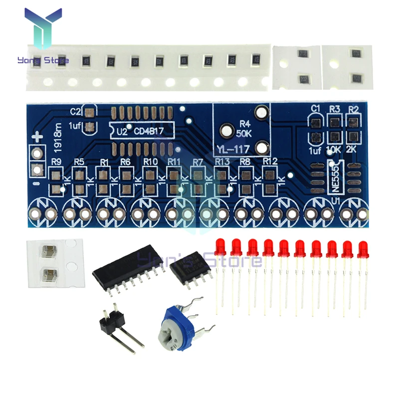 

Smart Electronics Kits NE555+CD4017 Light Water Flowing Light LED Module DIY Kit